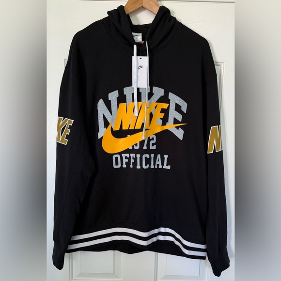 Nike Other - Nike Sportswear Hoodie XL Black Gold Varsity Logo Official 1972 NWT